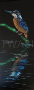'Kingfisher Reflections' by Laura Gibbons Oils on Canvas Framed 56 X 26 £250