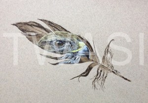 'Buzzard' by Mandi Baykaa Murray Relief Print and Acrylic Unframed 20.5 x 25.5 £195