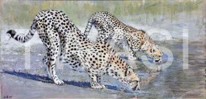 'At the water hole' by Neal Griffin 51.5 (h) x 90 (w) Framed / 40 (h) x 80 (w) unframed £1,100