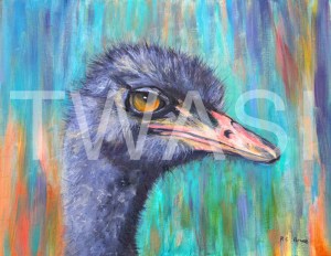 'I see you with my beady eye' by Ros Rouse Oil on canvas board Framed 48.5 x 38.5 £425