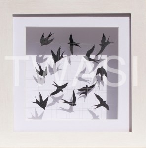'Swallows' by Sarah Trenchard 3D Paper and Wire 24 x 24 x 7 £180