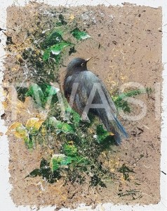 'Blackbird' (framed) by David A Finney Framed Acrylics on handmade paper on canvas board 47 x 57 £280