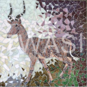 'Hirola Antelope' by Emma Abel Unframed 55 x 43 Mosaic in marble, stained glass, and ceramic, vitreous and foil glass £395