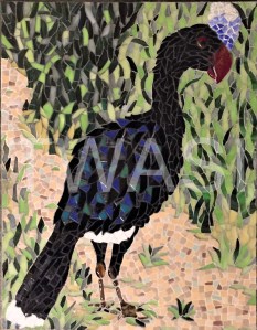 'Sira Curassow Peruvian Game Bird' by Emma Abel Mosaic in fused glass, marble, ceramic, stained glass Unframed 55 x 43 £395