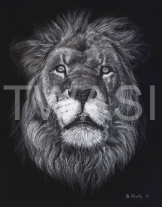 'The Lion King' by Vera Evseeva Pastel Pencils Framed 53 X 46 £380