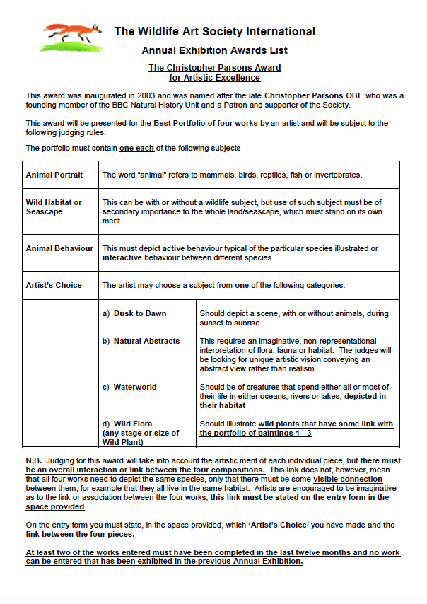 TWASI Christopher Parsons Award